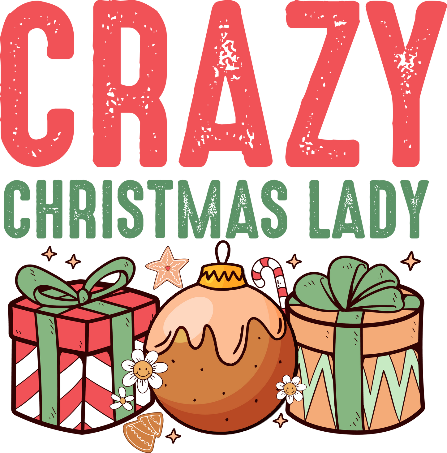 DTF Crazy Christmas Lady