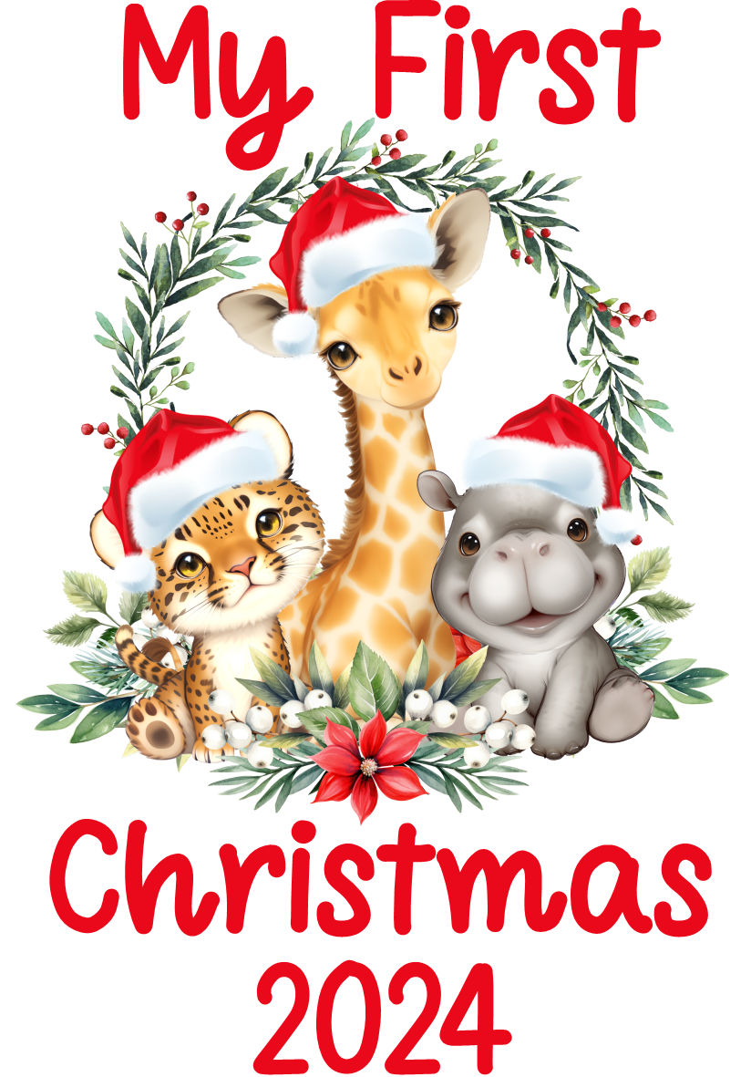 DTF My First Christmas 2024 Safari Animals