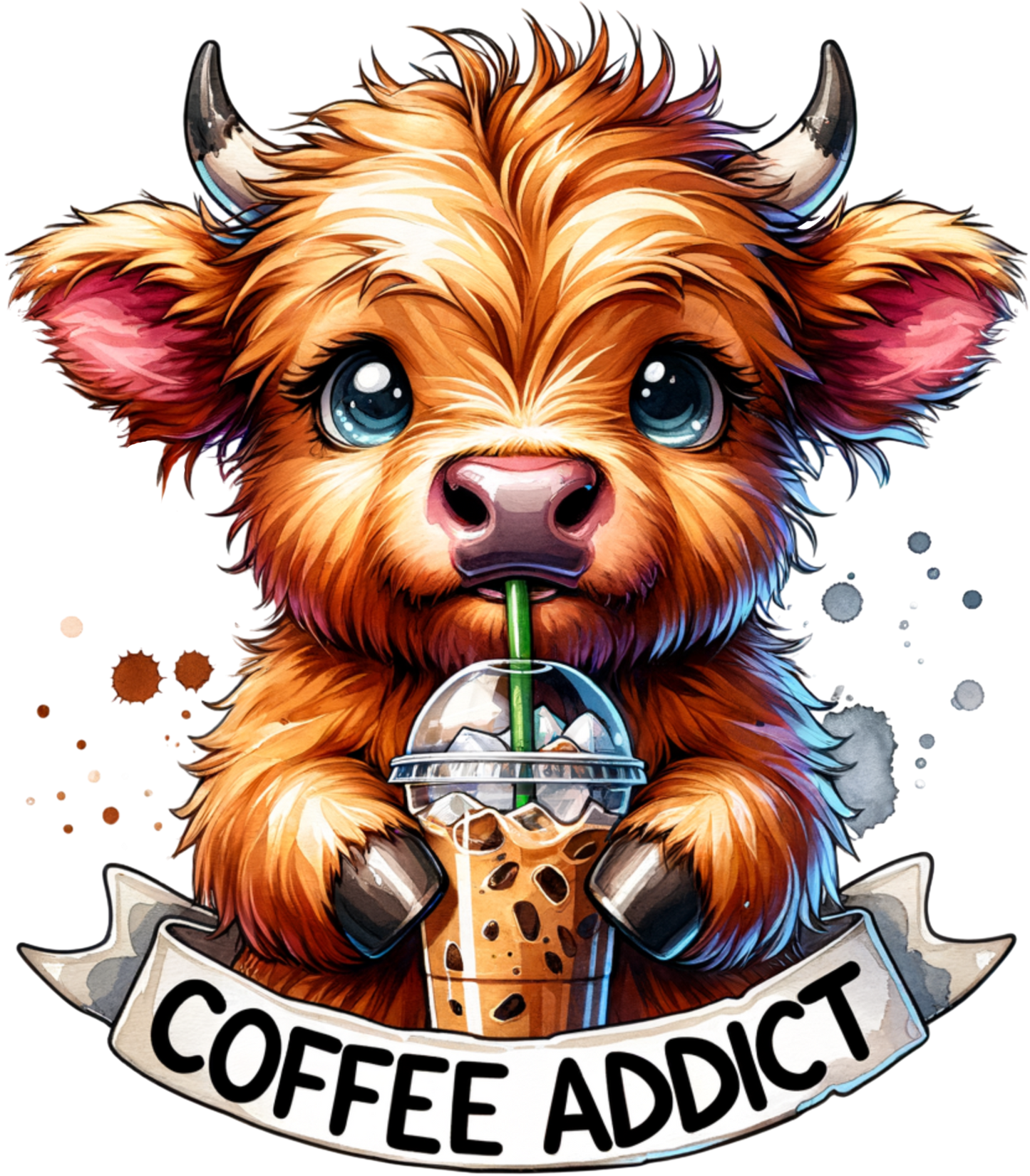 DTF Coffee Highland Cow