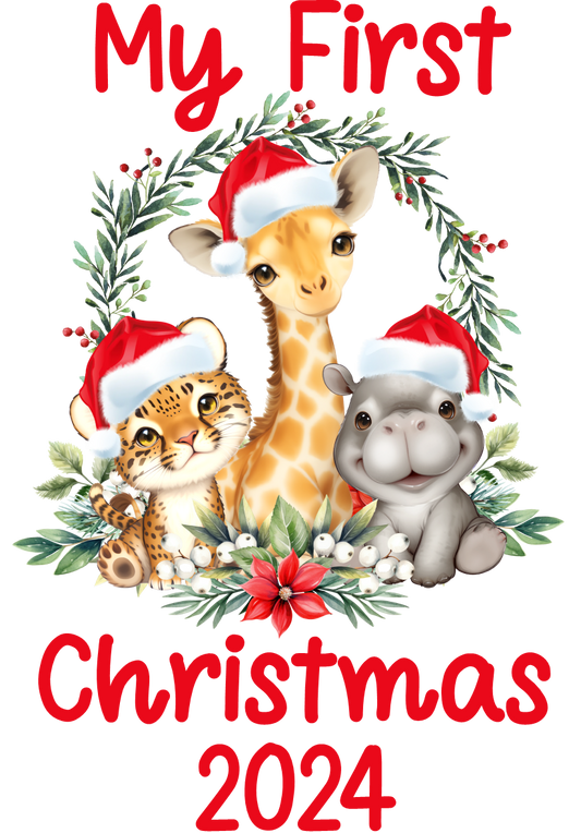 DTF My First Christmas 2024 Safari Animals