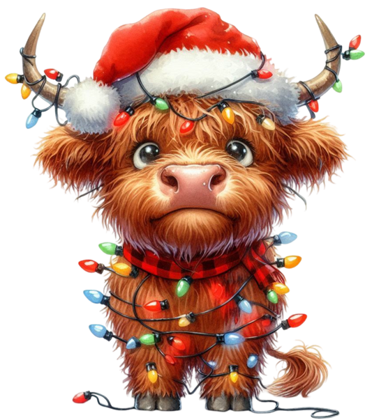 DTF Christmas Highland Cow